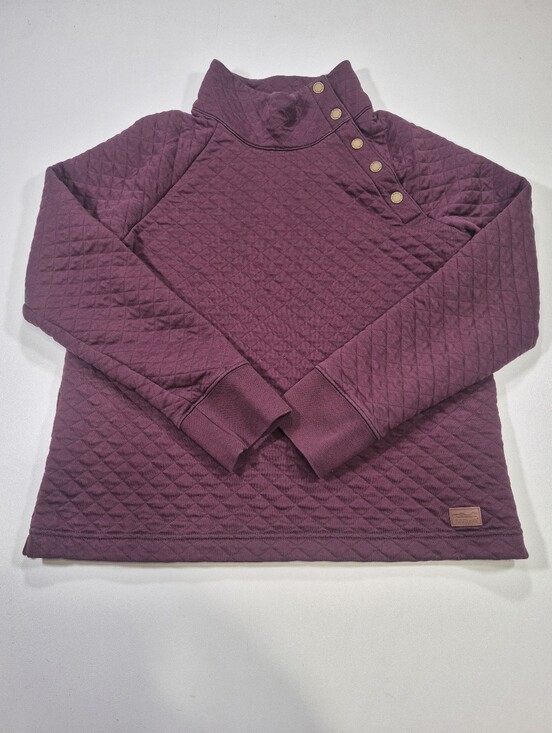 L.L. Bean Sweaters - L.L. Bean Women Large Regular Quilted Burgundy Sweatshirt Snap Neck Pullover